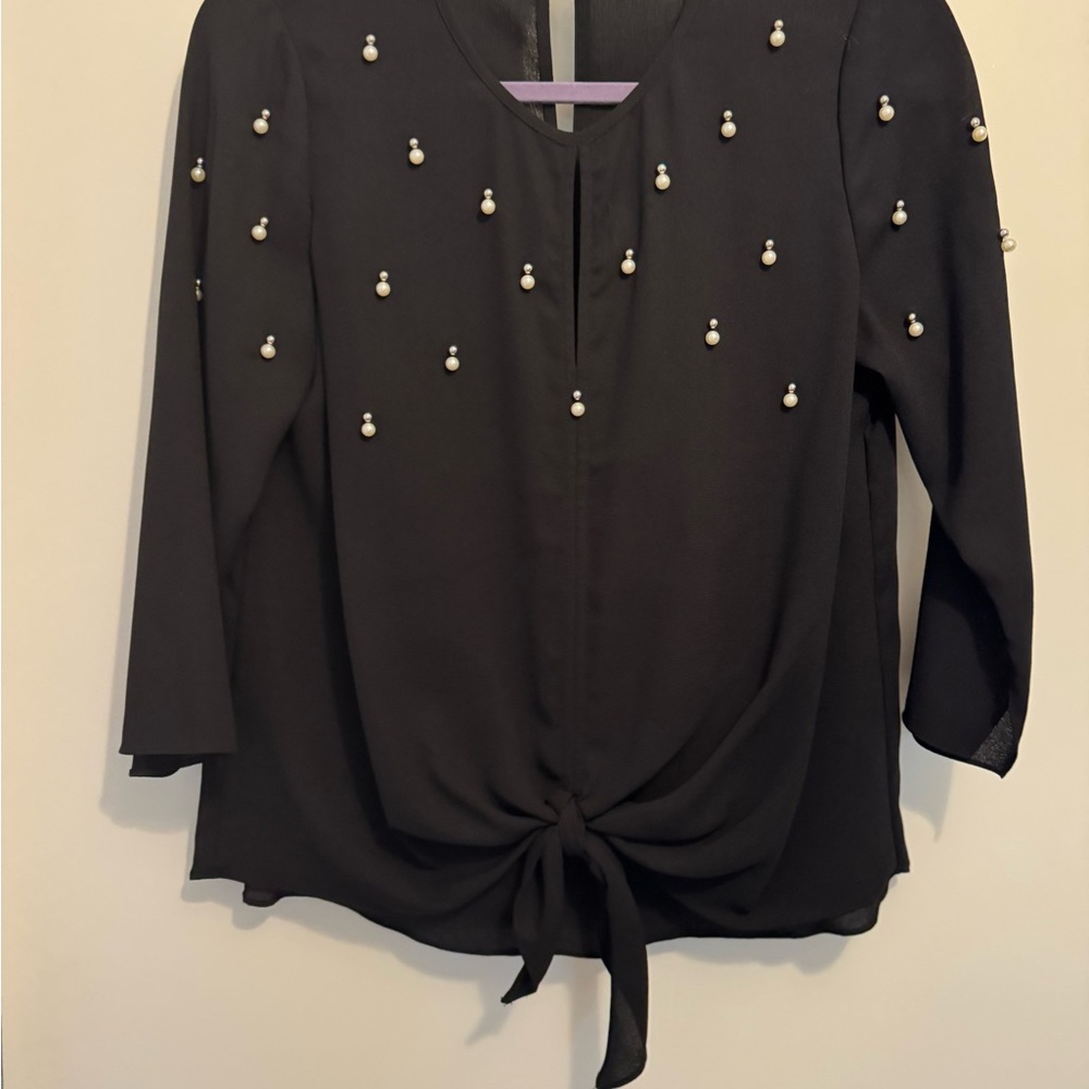 River Island Black Blouse with Elegant Embellishments